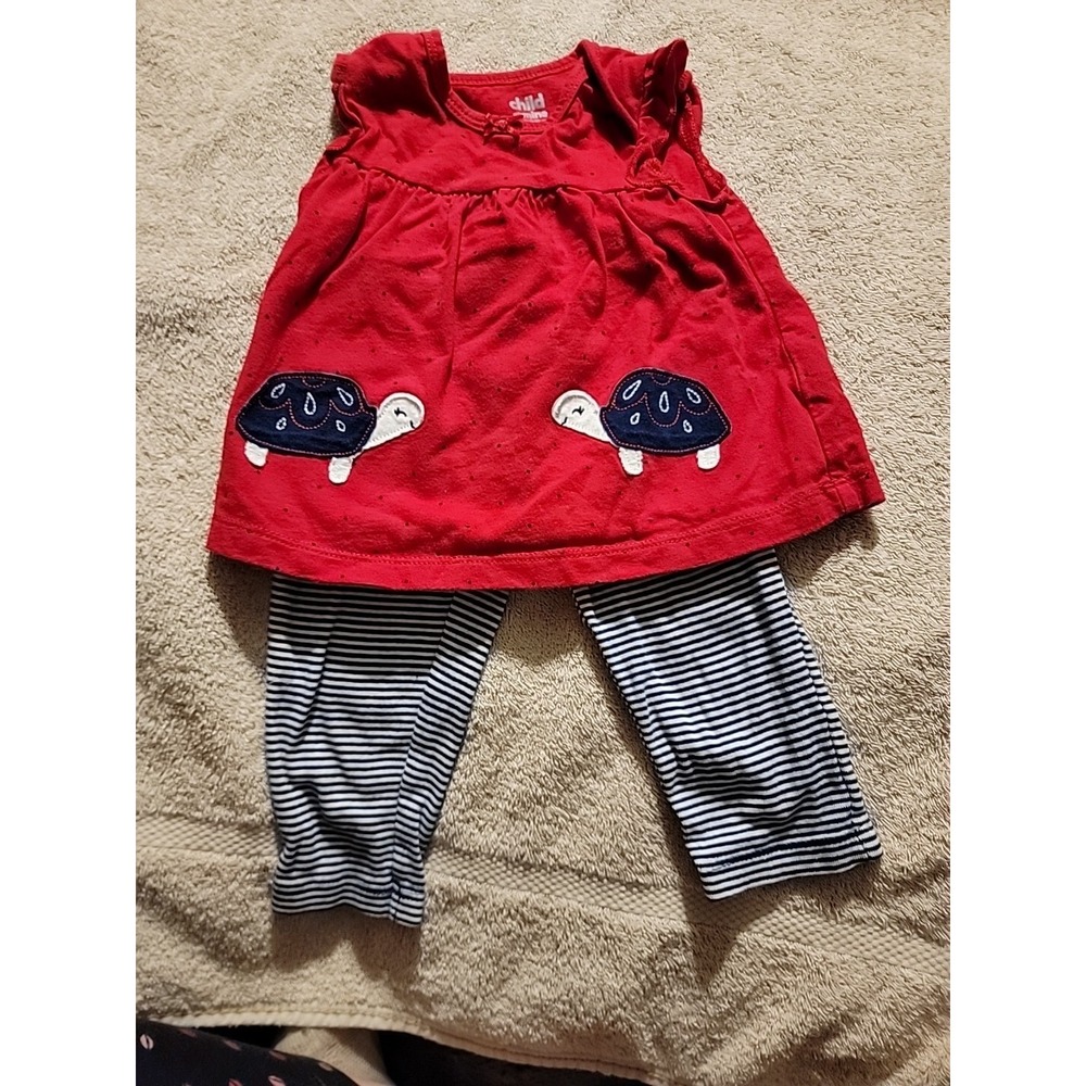 Child Of Mine Size 12 Month Red White Blue‎ With Turtles